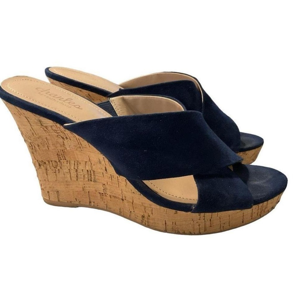 Charles by Charles Davis‎ blue cross slip on sandals size 7.5